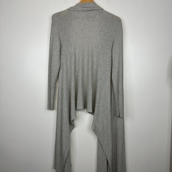 Babaton Aritzia Drape Open Front Waterfall Knit Hi Low Sweater Cardigan Grey M - Picture 4 of 5
